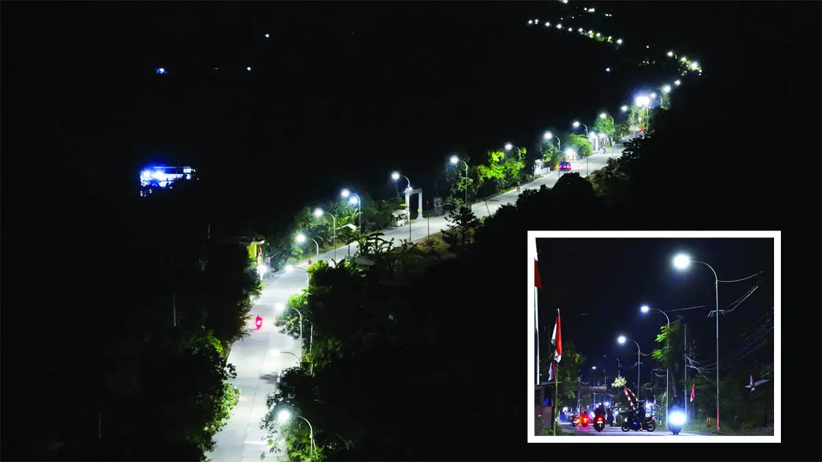 TERANG: Suasana malam di salah satu jalur protokol Kabupaten Pasuruan yang kini dilengkapi lampu jalan pintar. Memasuki pertengahan tahun 2026, akumulasi instalasi PJU Smart System di Pasuruan telah menembus lebih dari 1.000 titik. (Pemkab Pasuruan for Radar Bromo)