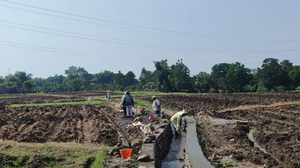 UNTUK PERTANIAN: Pembangunan saluran irigasi di Desa Kadungcaluk, Krejengan. (Foto: Pemdes Kedungcaluk for Jawa Pos Radar Bromo)