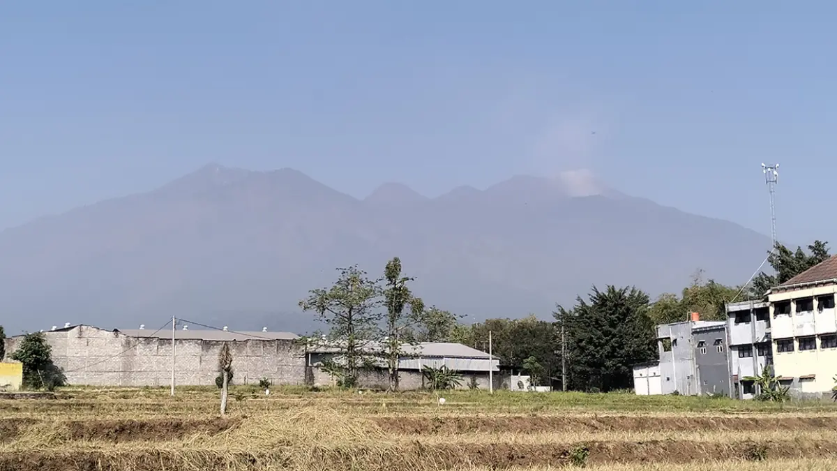 Kawasan Gunung Arjuno-Welirang saat dipotret dari kawasan Sukorejo, Jumat (28/8). (Rizal Syatori/ Radar Bromo)