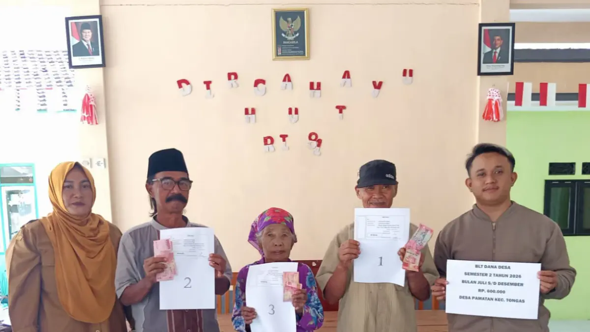 BANTUAN: Pemerintah Desa Pamatan telah merampungkan penyerahan BLT DD Tahun 2026. Tahun ini ada tiga KPM.