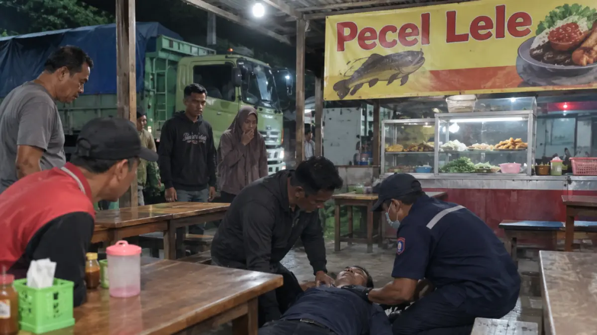 Ngeluh Sesak Nafas saat di Warung Pecel Lele Purwosari Pasuruan, Sopir Truk Boks asal Jakarta Utara 