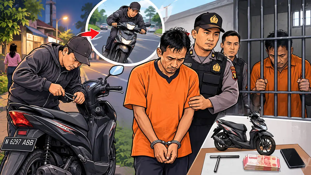 Buron Enam Bulan, Maling Motor asal Purwodadi Pasuruan Dijebloskan Kerangkeng Besi