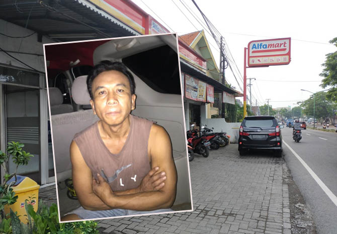 TKP: Alfamart di Suwayuwo yang dibobol. Inset: Solewarno alias Ance, salah satu dari tiga pelaku pembobol Alfamart. (Foto: Rizal F Syatori/Jawa Pos Radar Bromo)