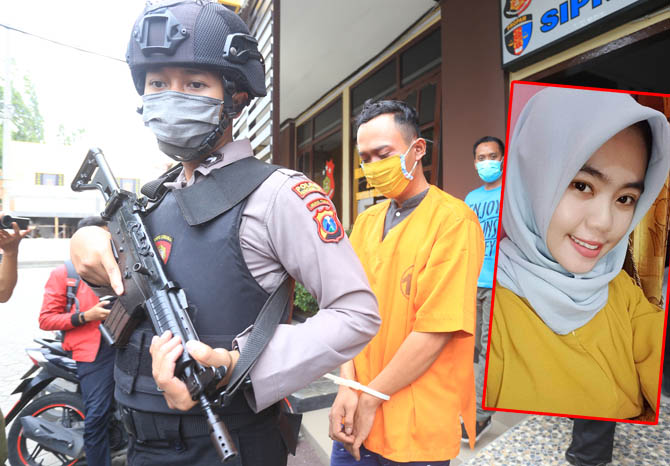 GELAP MATA:  Syahrizal, yang tega membunuh istri sirrinya, Nurul Fadilah (Inset) karena cemburu setelah mengecek HP korban. Dia melihat korban sering chat dengan pria lain. (Foto: Zainal Arifin/Jawa Pos Radar Bromo)