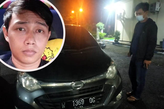BARANG BUKTI: Mobil milik korban dan foto korban semasa masih hidup. (Rizal Syatori/ Radar Bromo)