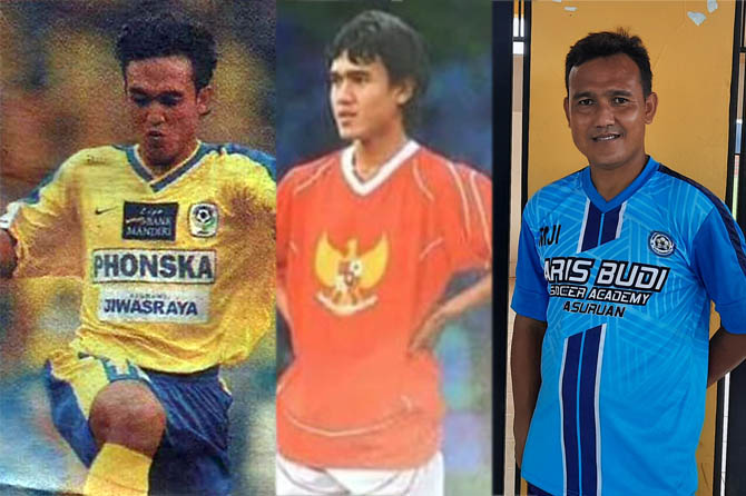 PADA PUNCAK PRESTASI: Jaenal Ichwan saat berkostum Petrokimia Gresik dan Timnas Indonesia.