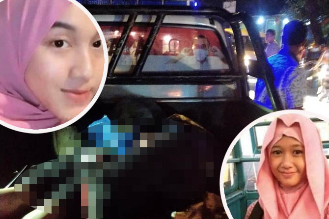 NAHAS: Jenazah Nukke dan Maura Zafatta saat dievakuasi. Inset korban semasa masih hidup. (Istimewa)