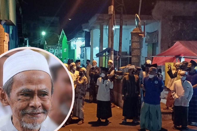 Suasana di area sekitar Ponpes Sidogiri. Inset Kiai Nawawi semasa masih hidup.