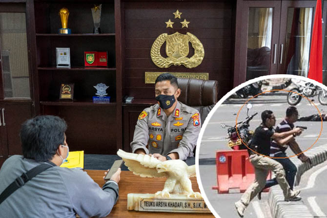 TANTANGAN: Dengan segudang pengalaman, AKBP Teuku Arsya Khadafi diharapkan mampu menciptakan keamanan dan kenyamanan di wilayah hukum Polres Probolinggo. Inset Teuku Arsya saat ikut baku tembak melumpuhkan teroris bom Sarinah.