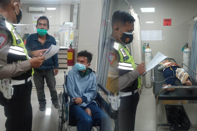 Dua korban pengendara Suzuki Satria saat dirawat di IGR RS Mitra Sehat Medika Pandaan