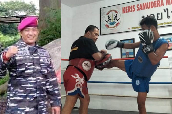 TANGAN DINGIN: Nisful Laili saat melatih di sasana Keris Samudera Muaythai Camp. (Foto: M Busthomi/Radar Bromo)