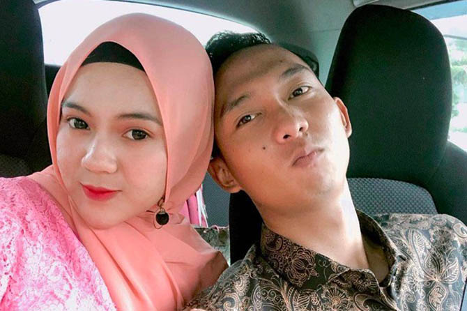 Bripda Randy Bagus Hari Sasongko yang ditetapkan sebagai tersangka kasus aborsi dan Novia semasa masih hidup.