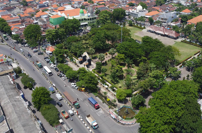 ASRI: Alun-alun Bangil dipotret dari atas. (Foto: Dok. Radar Bromo)
