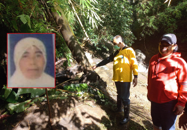 DI SINI: Di sungai inilah jenazah Alim Astutik (Inset) ditemukan tersangkut di pohon. (Foto: Istimewa)