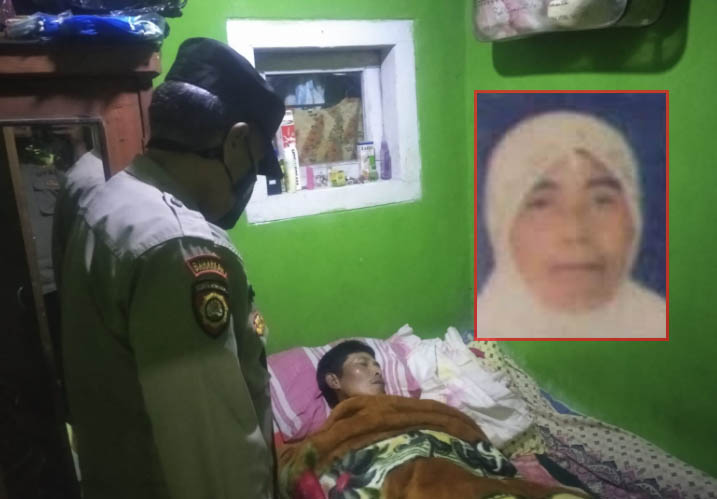 KASIHAN: Tamun yang selamat dari bencana longsor. Tapi Alim Astutik (insert), istri Tamun, sampai saat ini dinyatakan hilang. (Foto: Polsek Tutur for Jawa Pos Radar Bromo)