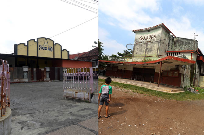 MASIH BERDIRI: Gedung bekas Bioskop Garuda dan Regina masih berdiri kokoh di Jalan dr Soetomo meski sudah tidak beroperasi lagi. (Zainal Arifin/Radar Bromo)