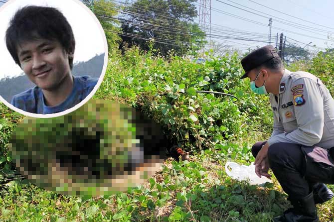 Petugas saat hendak mengevakuasi jenazah korban. Inset, korban semasa masih hidup. (Rizal Syatori/Radar Bromo)