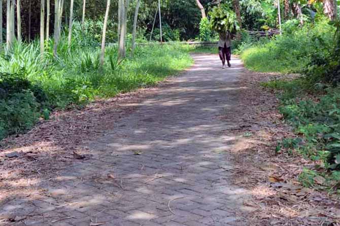 NYAMAN: Jalan pertanian kini sudah dipaving guna memperlancar mobilitas petani di desa Lebak. (Foto: Istimewa)