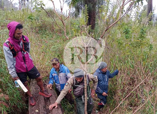 TERUS MENCARI: Tim SAR Gabungan mencari korban di Gunung Arjuno hingga hari ketiga, Selasa (5/7). Namun, keberadaan korban belum ditemukan.
