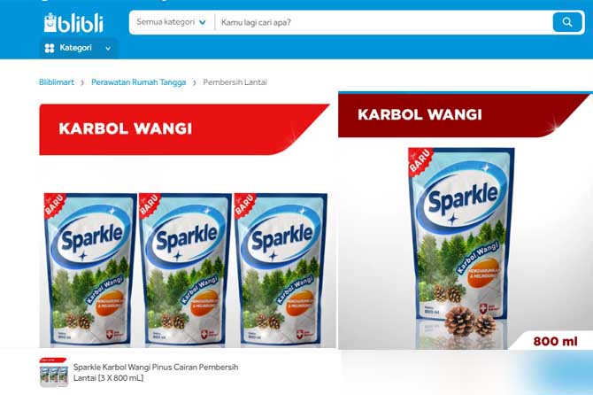 Karbol Sparkle bisa ditemukan di Blibli.com.