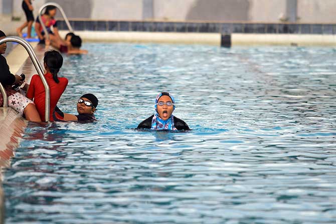 ANGGARAN DITAMBAH: Kolam renang Olimpic di area GOR Mastrip yang anggarannya ditambah Rp 60 juta di P-APBD. (Zainal Arifin/Jawa Pos Radar Bromo)