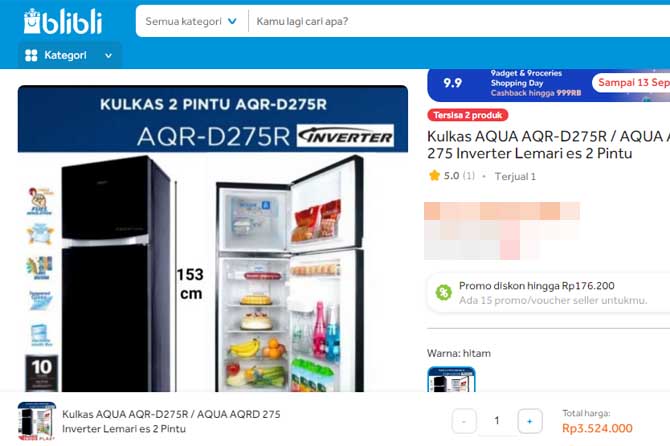 Kulkas Inverter dua pintu kini bisa ditemui di Blibli.com.
