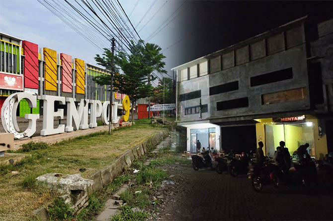 SEPI: Kondisi Ruko Gempol 9 yang banyak didapati warkop yang buka saat malam hari. Saat siang hari, kondisinya sepi. (Rizal Syatori/Radar Bromo)