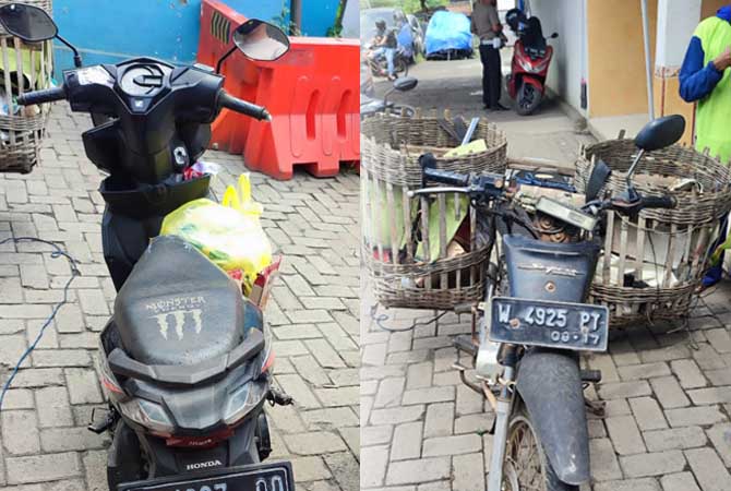 BARANG BUKTI: Dua motor yang terlibat serempetan di Gempol diamankan.