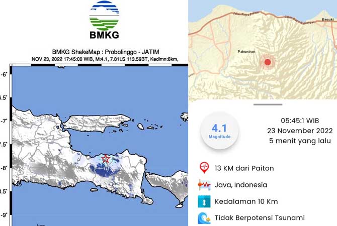Info gempa bumi yang dirilis BMKG.