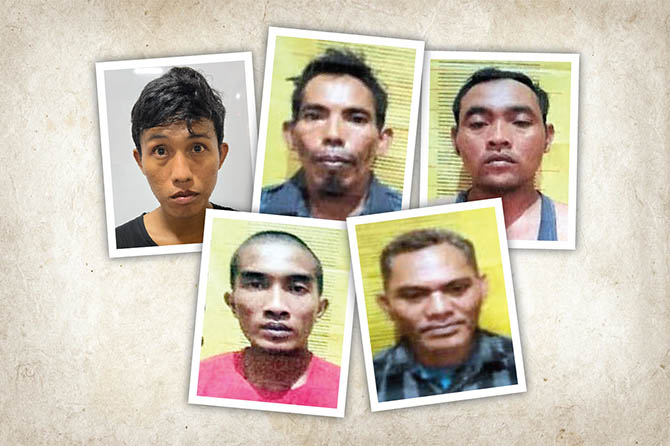 Lima tahanan kabur yang sejauh ini belum kembali ditangkap.