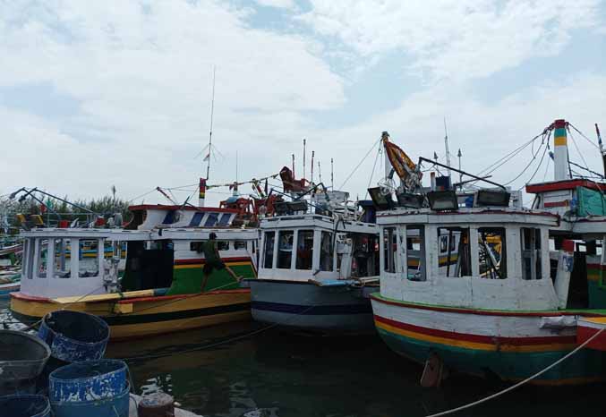 TAK MELAUT: Sejumlah kapal parkir di dermaga TPI Paiton. Dalam beberapa tahun belakangan, para nelayan sering mengeluhkan kesulitan BBM untuk berlayar. (Foto: Agus Faiz Musleh/Jawa Pos Radar Bromo) 