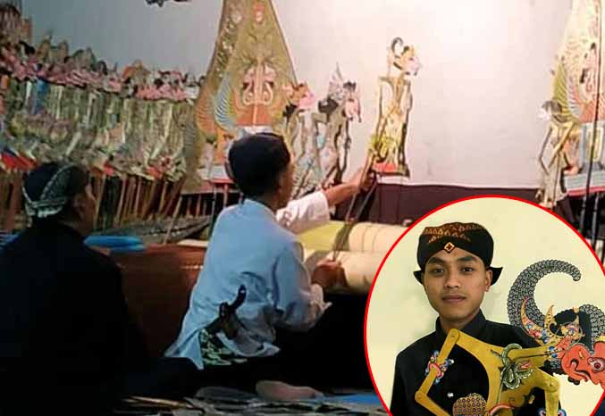 TERBIASA: Gaya Mohamad Tri Wahyu Irfani (Inset) saat mendalang. (Foto: Rizal F Syatori/Jawa Pos Radar Bromo)