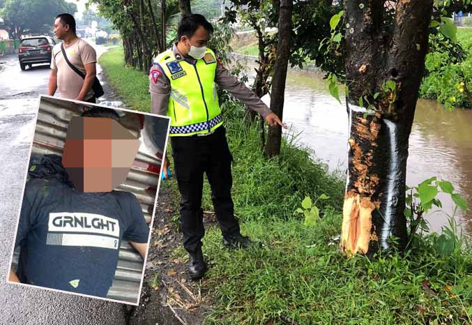 LOKASI KEJADIAN: Personel Satlantas melakukan olah TKP di Jalan Banyuanyar Kidul, Minggu (2/4) siang. Inset, Korban sebelum dievakuasi dari TKP. (Foto: Satlantas for Jawa Pos Radar Bromo)