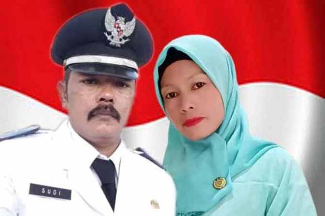 ALMARHUM: Kades Betek Sudi (kiri) semasa hidup bersama istrinya. (Foto: Istimewa)
