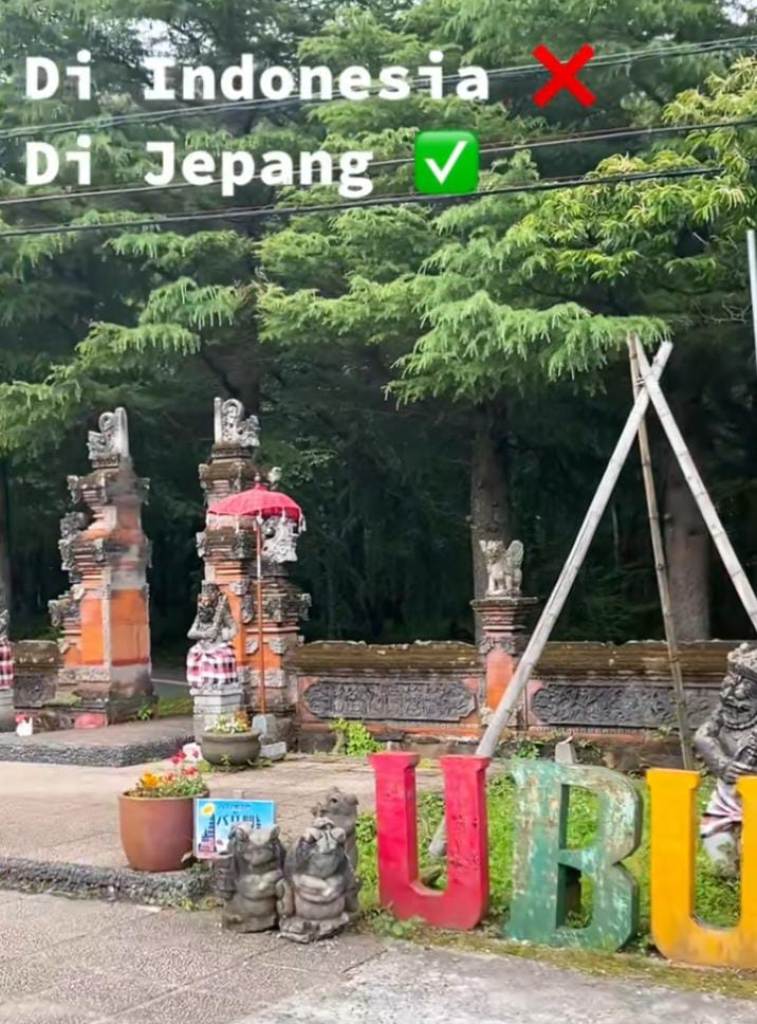 RASA UBUD: Nuansa Bali di sebuah tempat di Jepang yang  mirip Ubud, dibagikan akun Tiktok. Hal ini bikin warganet penasaran.