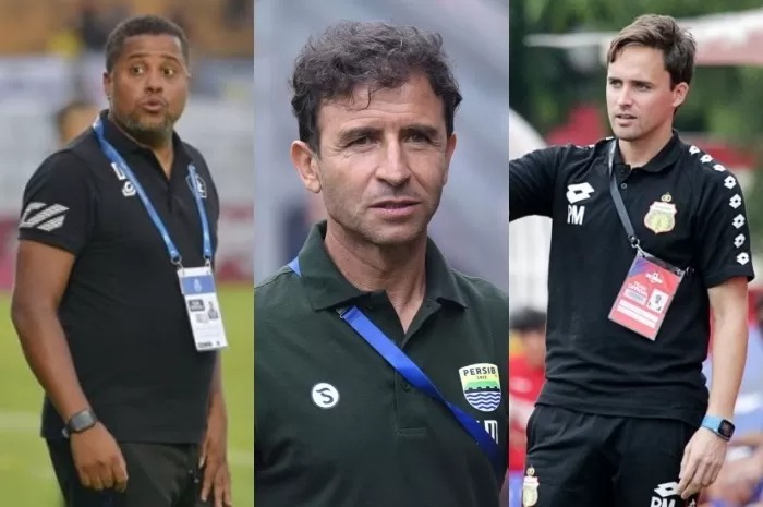Tiga kandidat pelatih kepala Persebaya Surabaya. (Ki-ka) Divaldo Alves, Luis Milla, Paul Munster.