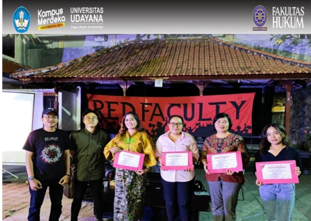 DISKUSI: Diskusi Implementasi Regulasi BEM FH Unud Sabtu (26/8) di Kampus FH Unud Denpasar.