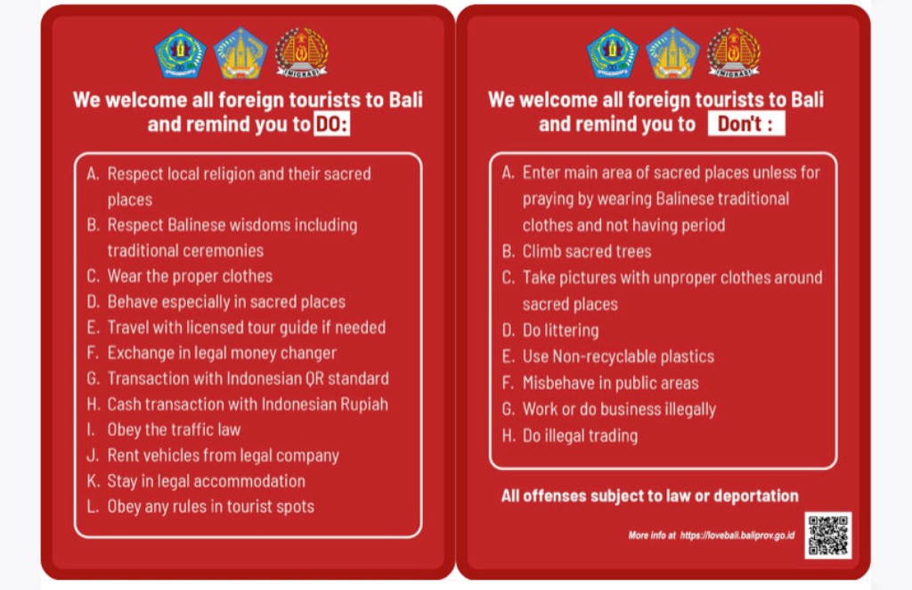 Do and Dont di Bali