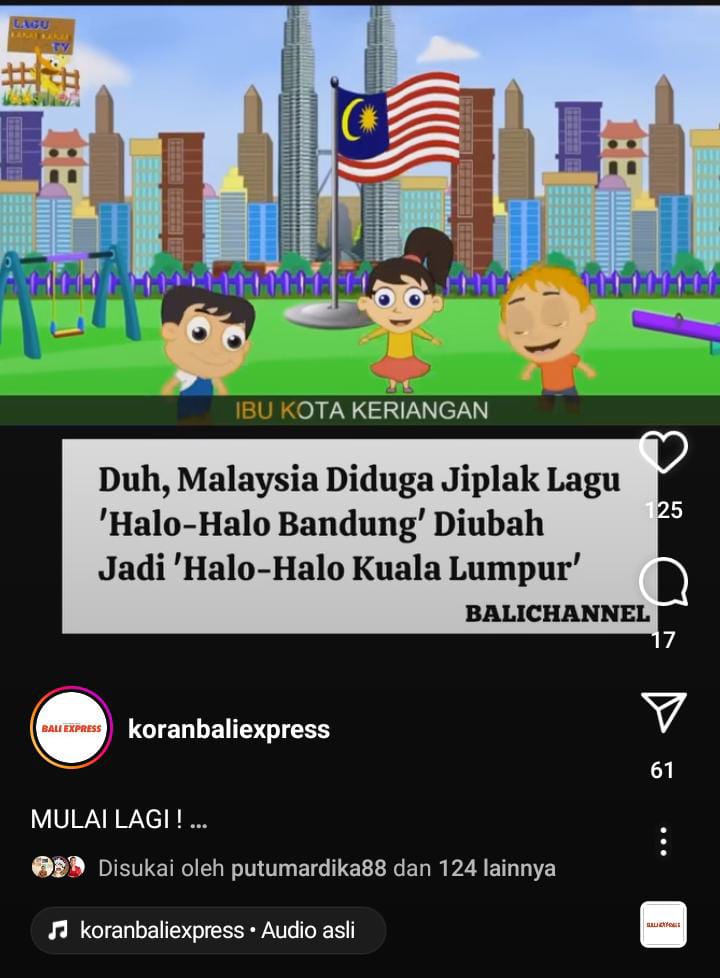 JIPLAK: Cuplikan lagu Hello Kuala Lumpur yang diduga jiplak Halo-halo Bandung buat warganet geram.