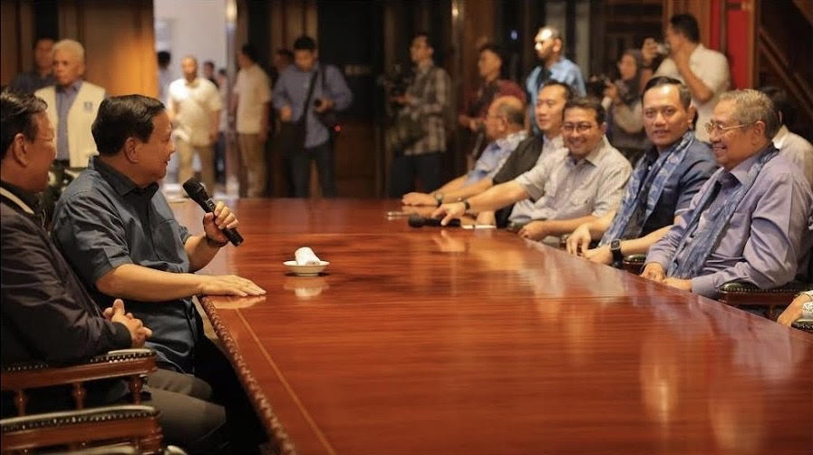 PERTEMUAN: Ketua Majelis Tinggi Partai Demokrat Susilo Bambang Yudhoyono (SBY) dan Ketua Umum Agus Harimurti Yudhoyono (AHY) bertemu Ketua Umum Partai Gerindra Prabowo Subianto di Hambalang, beberapa