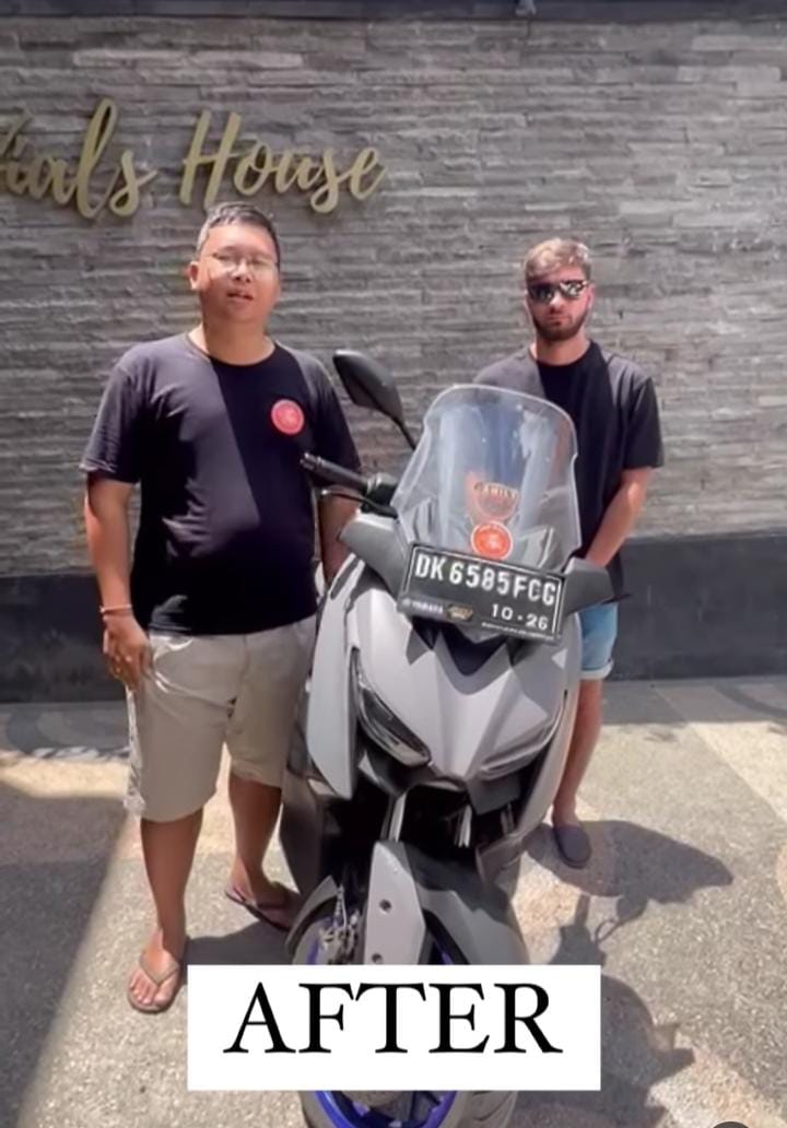 MINTA MAAF:  Bule naik motor ugal-ugalan sambil tenggak minuman beralkohol minta maaf. Namun Niluh Djelantik minta proses hukum berjalan.