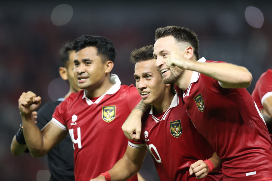 Tiga punggawa timnas Indonesia, Asnawi Mangkualam, Egy Maulana Vikri, dan Marc Klok saat mengalahkan Turkmenistan di FIFA Match Day lalu.