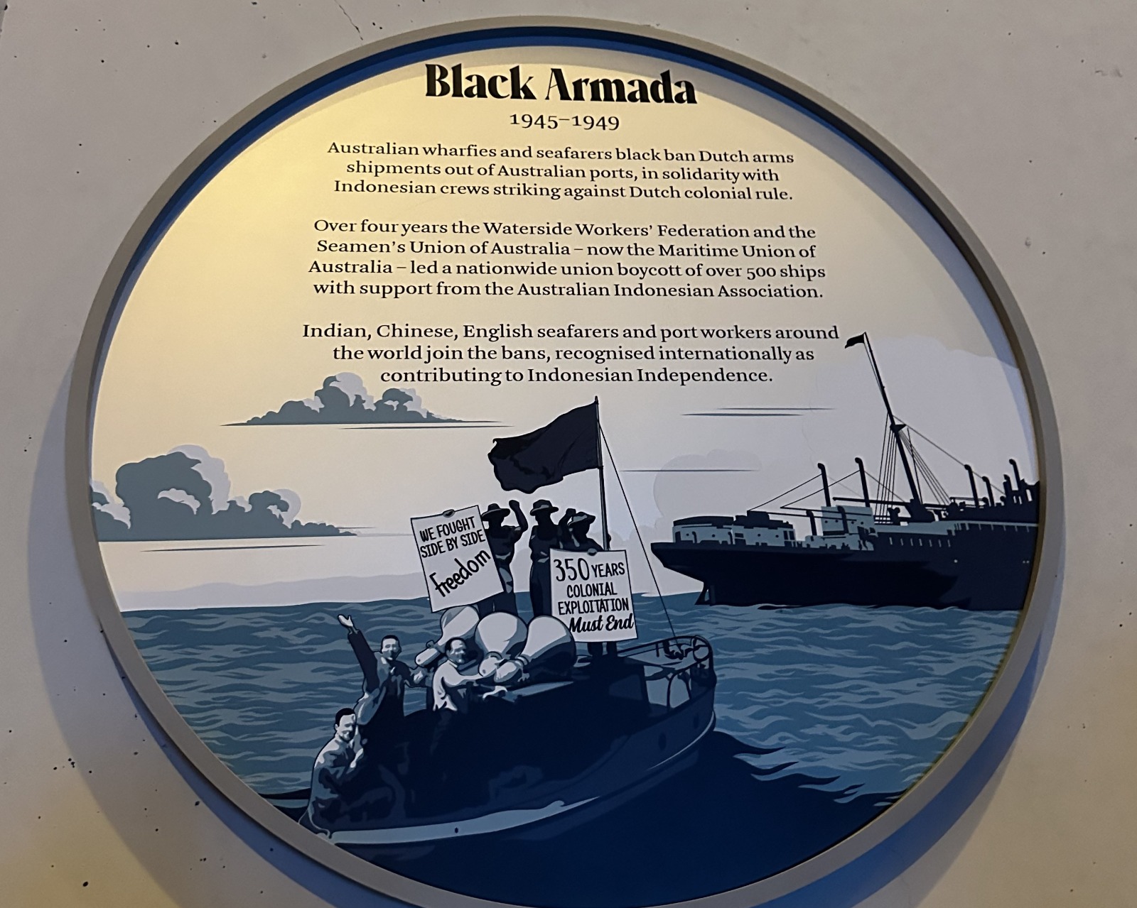 BOIKOT: Black Armada adalah aksi boikot yang dilakukan oleh para pekerja pelabuhan Australia bersama para pelaut Indonesia, India, dan Tiongkok terhadap ratusan kapal Belanda.