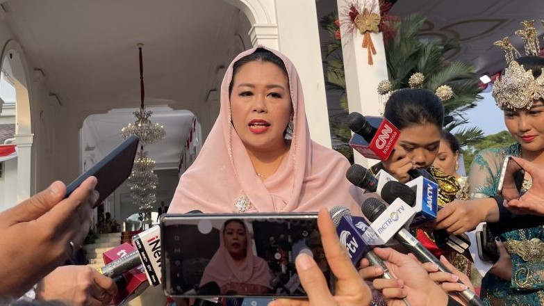 Yenny Wahid disela-sela deklarasi dukungan gerbong Gusdurian pada pasangan Ganja-Mahfud di Jakarta, Jumat (27/10).