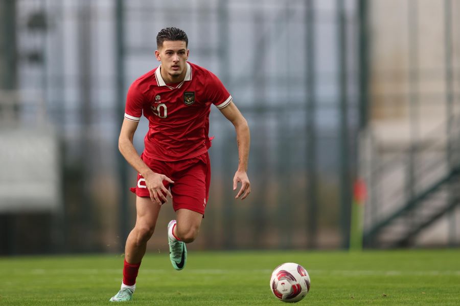 Bek Timnas Indonesia Justin Hubner saat melawan Libya, Selasa, 2 Januari 2024.