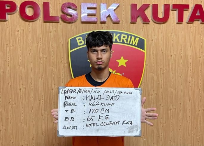DTAHAN: Kini Halil Said ditahan di Mapolsek Kuta untuk mempertanggungjawabkan perbuatannya.