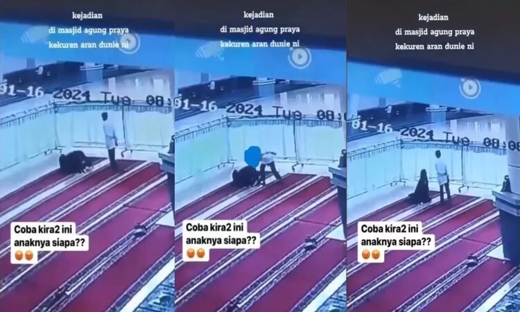 Gambar screenshot dari video perempuan shalat yang mendapat perlakuan tidak menyenangkan dari bocah laki-laki di sosial media X. (@kegblgnunfaedh)