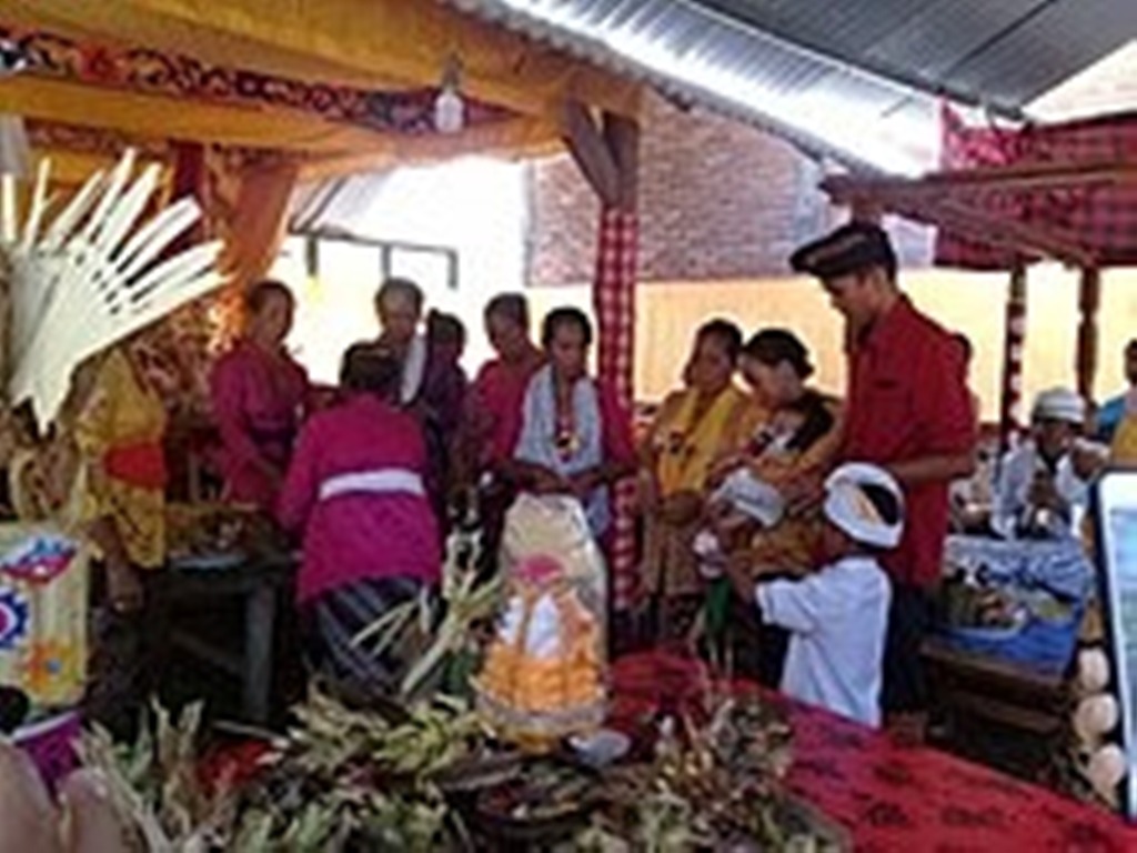 BANTEN: Ada beberapa banten atau sesaji yang digunakan saat upacara nelu bulanin bayi sesuai tradisi Bali.