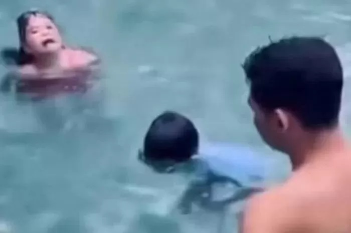 Tangkapan layar CCTV saat Dante menjalani proses berenang bersama Yudha Arfandi. (Twitter (X)/@tanyaknrl)