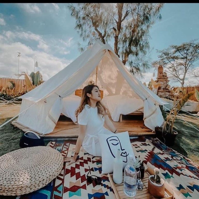 GLAMPING: Sunsrise Hill Camp Kintamani menjadi salah satu tempat glamping dengan pesona Gunung Batur.  Sewa tenda di tempat ini tak akan kuras isi kantong.